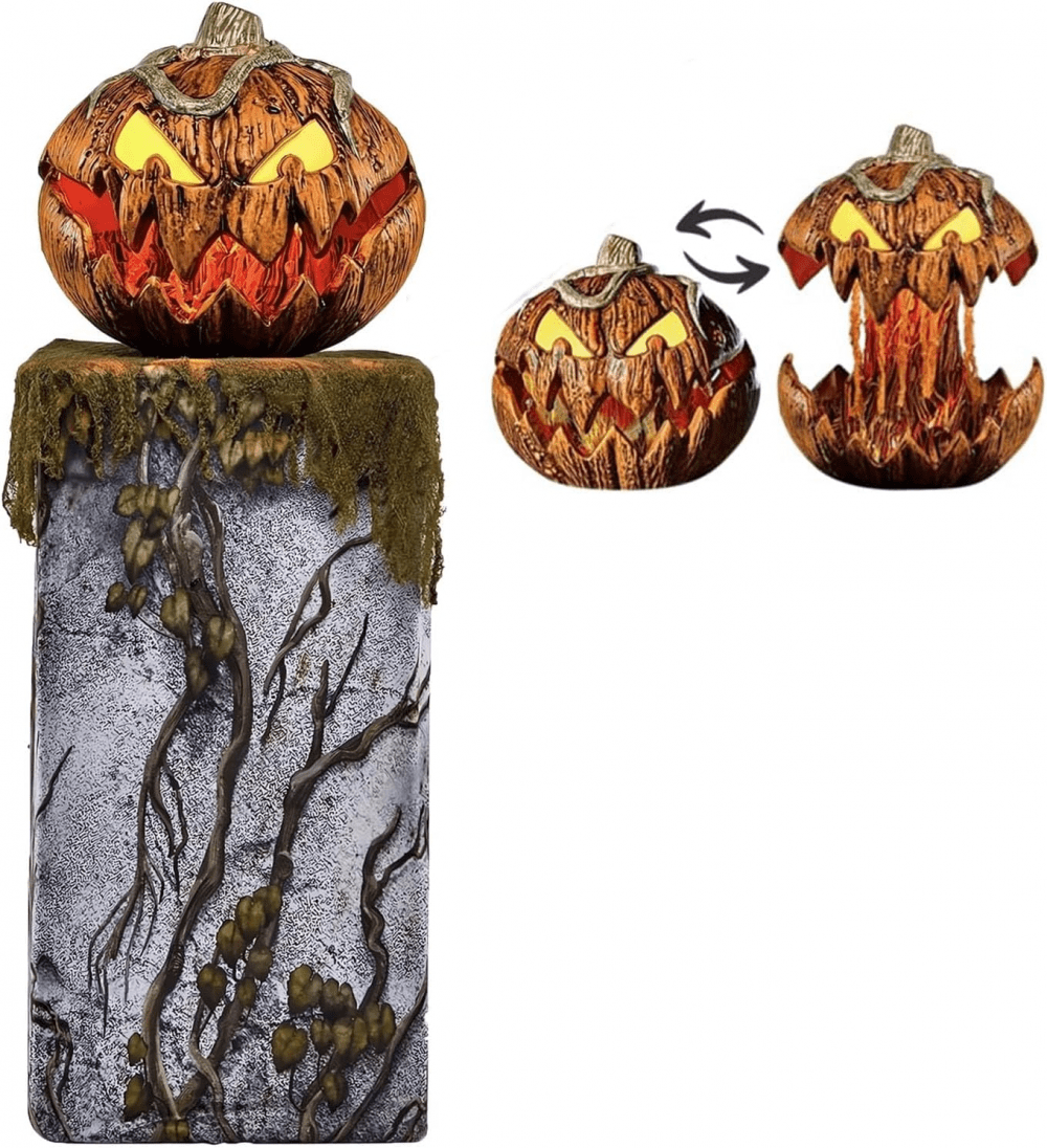 Halloween Gourdo Pumpkin Lighting - 2023 New Gourdo Jack-O-Lantern Decor,Scary Extendable Jack-O-Lantern Halloween Decor,Vintage Halloween Decor for Bedroom Yard Party