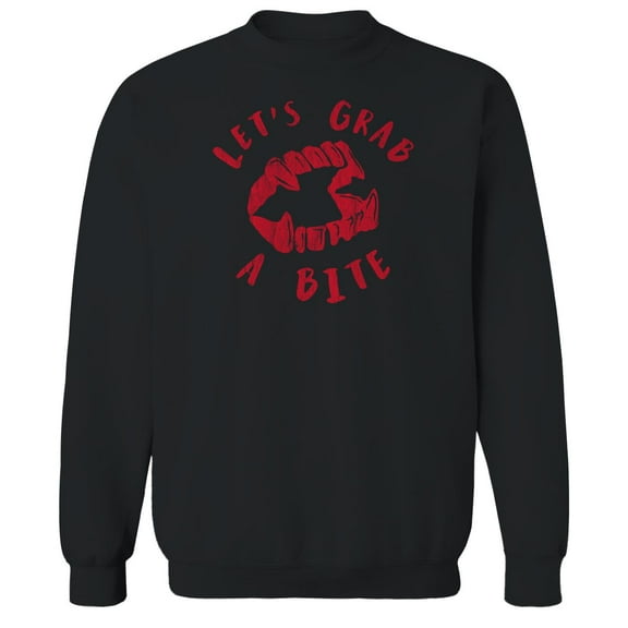 Halloween Grab A Bite Graphic Black Men's Cotton Pullover Sweatshirt