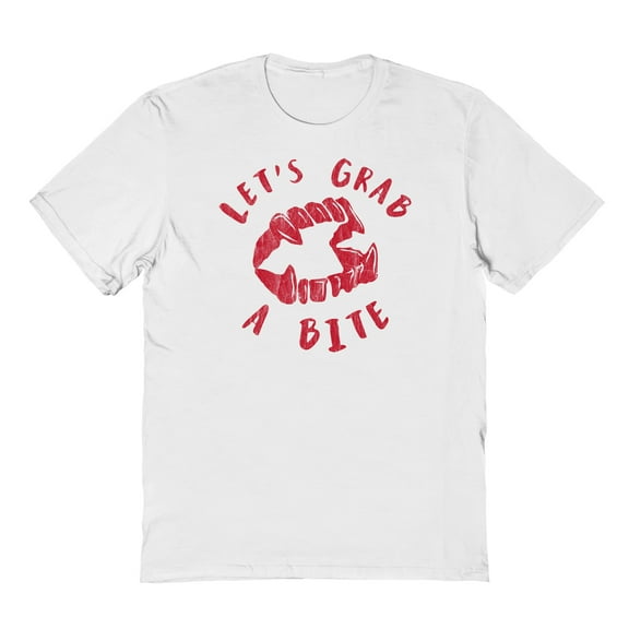 Halloween Grab A Bite Graphic White Men's Cotton T-Shirt