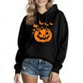 thumbnail image 1 of Halloween Graphic Hoodies for Women Pumpkin Trendy Black Sweatshirt Cotton Hoodie Pocket Graphic Casual Pullover Tops M, 1 of 6