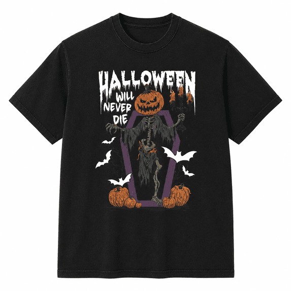 Halloween Graphic T-Shirt, Pumpkin Skeleton Coffin Bat Spooky Season Tee, Unisex Short Sleeve Halloween Party Shirt