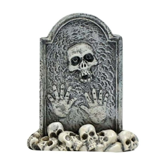 Halloween Gravestones Outdoor Decor Set - 3 Pack Scary RIP Tombstones with Skull Designs, Perfect for Front Porch, Garden & Halloween Yard Displays