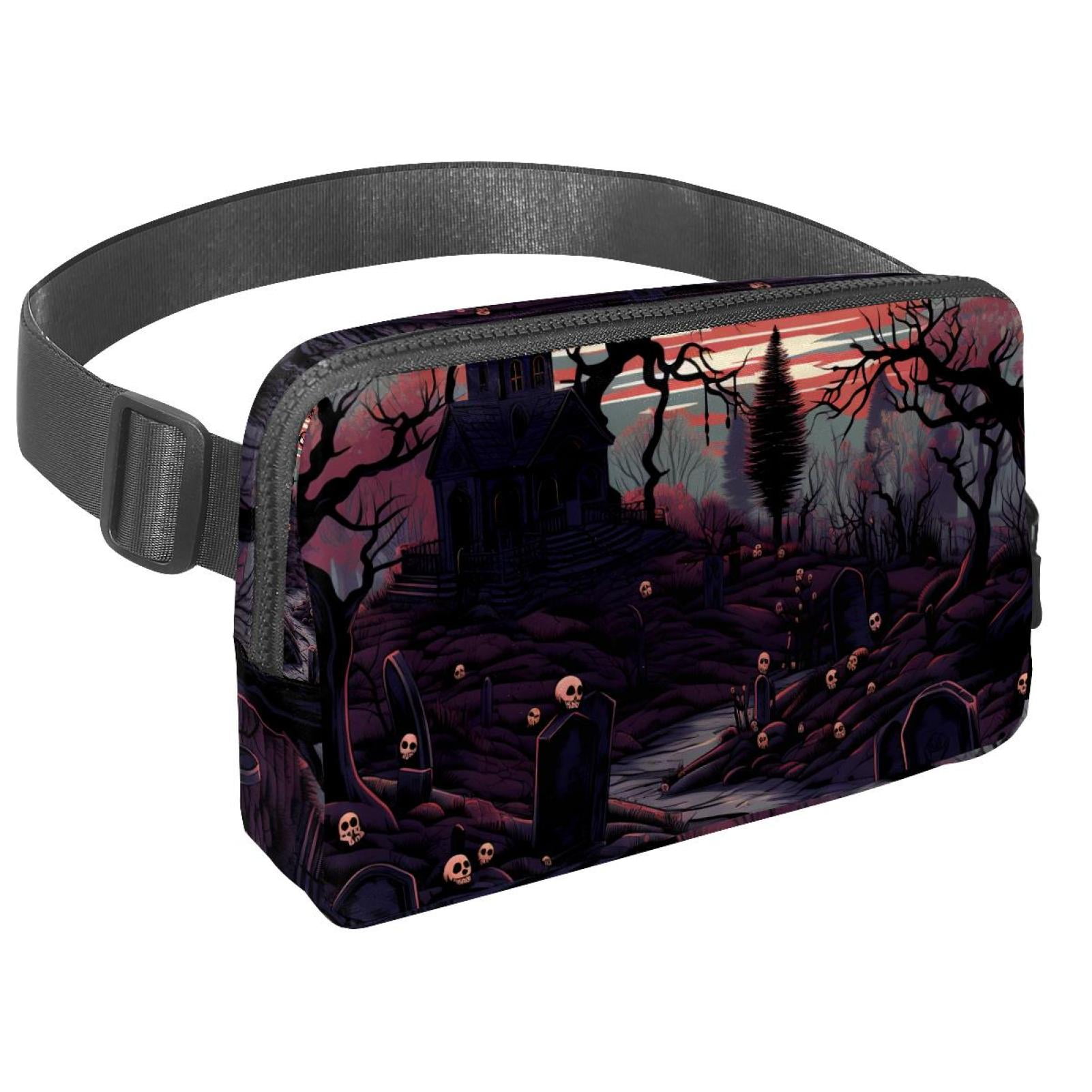 Halloween Graveyard Adjustable Lightweight Waist Bag Fanny Pack Crossbody Bag with Extension Strap Unisex