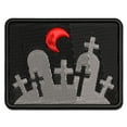 thumbnail image 1 of Halloween Graveyard Cemetery Tombstones Applique Multi-Color Embroidered Hook & Loop Patch - 3 Inch Medium, 1 of 5