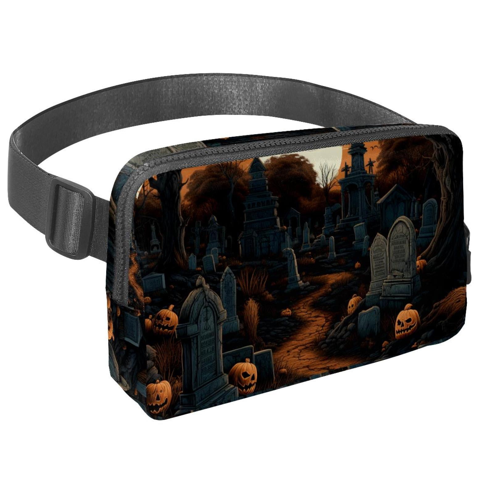 Halloween Graveyard Lightweight Adjustable Running Belt Waist Bag with Extension Strap - Unisex