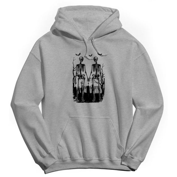 Halloween Graveyard Love Graphic Sport Grey Men's Cotton Pullover Hoodie