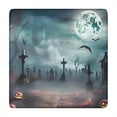 thumbnail image 1 of Halloween Graveyard Scene Pattern Square Fitted Tablecloth with Elastic Edge,Square Table Cover,Washable Elastic Table Cover for Home Kitchen Party Decor 34"x34", 1 of 6