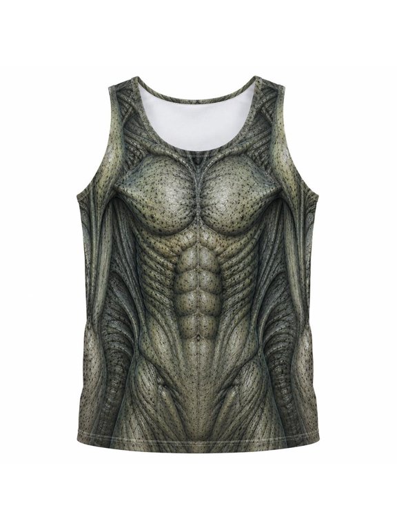 Halloween Gray Alien Creature All Over Mens Costume Tank Top