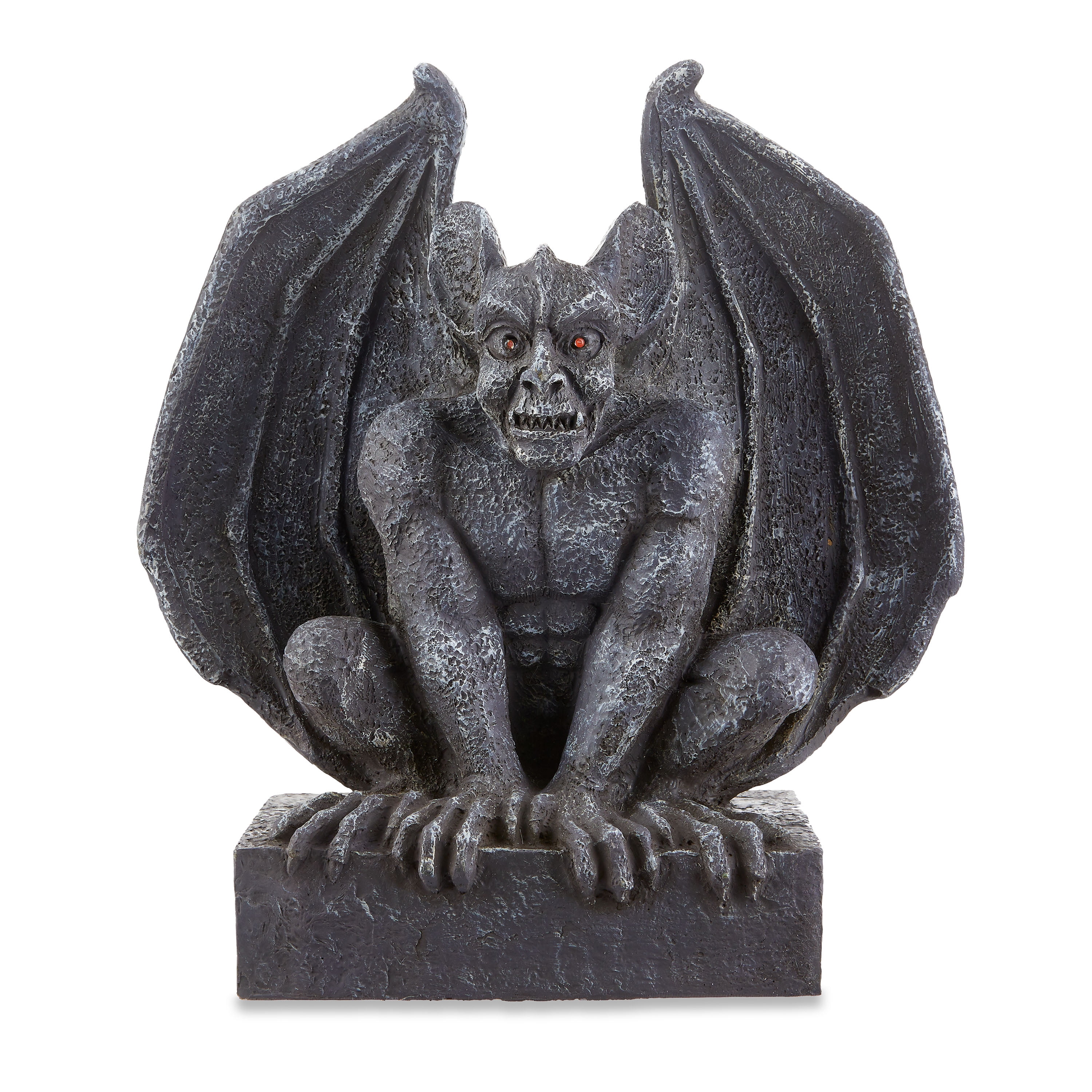 Halloween Gray Plastic Gargoyle Decor with Red/Blue Lights, 12 in, by