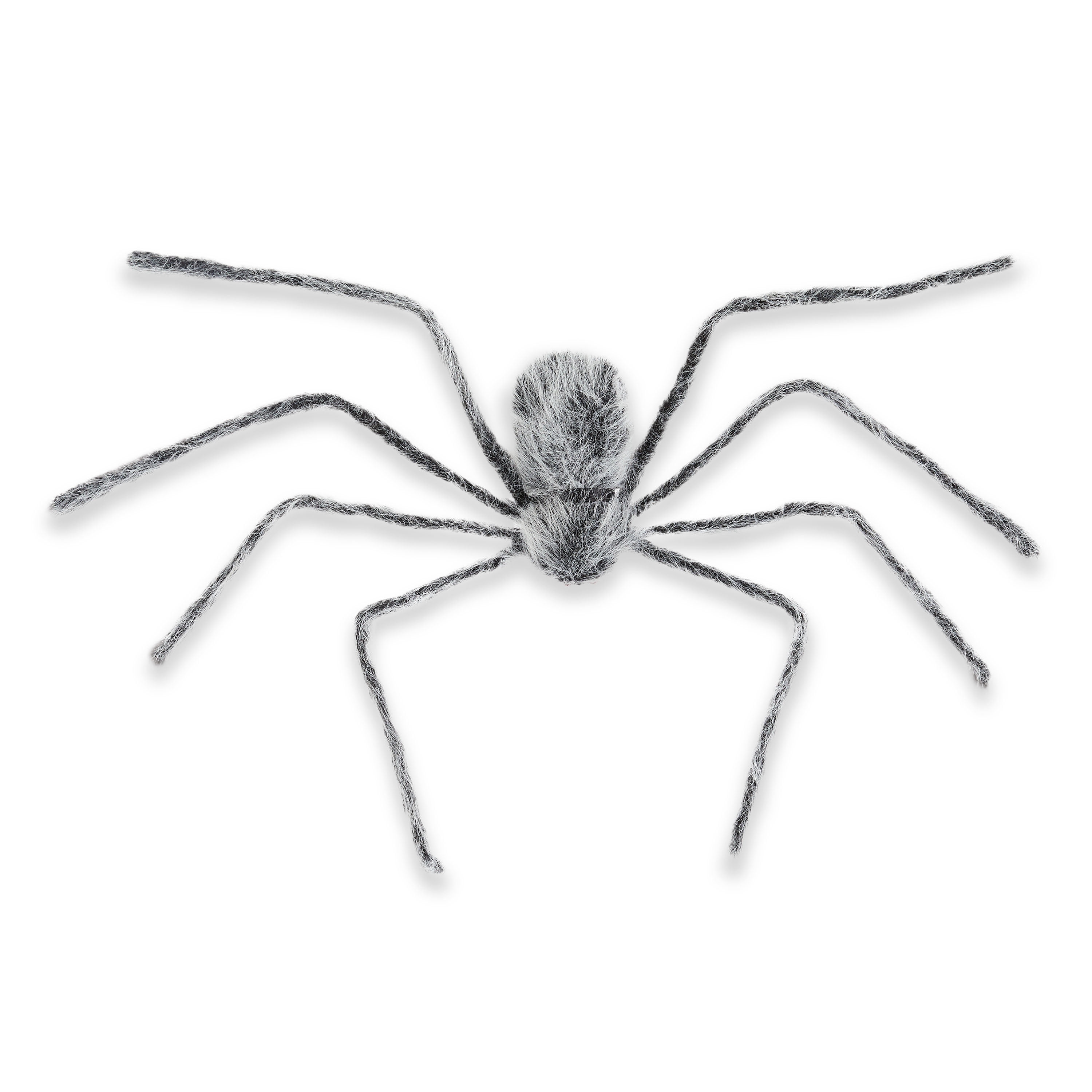Halloween Gray Polyester Hairy Spider Decoration, 28in (H), Outdoor