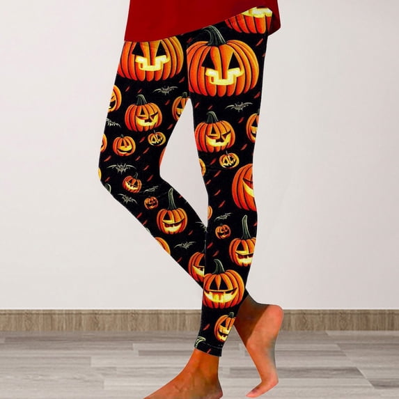 Halloween Gray Women's Printed Yoga Leggings Polyester,Spandex High Waisted Tummy Control Spandex Soft Workout Yoga Pants M