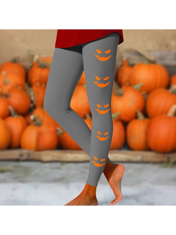 Halloween Gray Women's Printed Yoga Leggings Polyester,Spandex Soft Breathable - Full Length, Capri, Knee, Yoga L