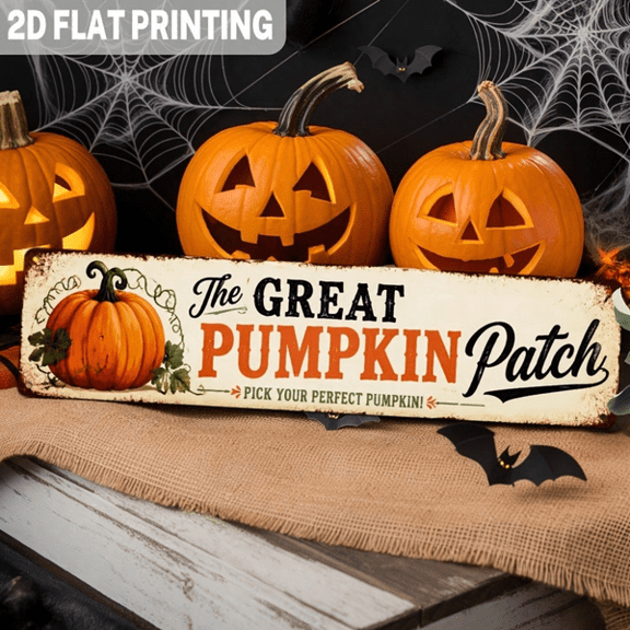 Halloween Great Pumpkin Patch Vintage Metal Sign, Fall Metal Sign Harvest Wall Decor, Pumpkin Patch Sign Autumn Wall Hanging for Farmhouse Porch Home Wall Decoration