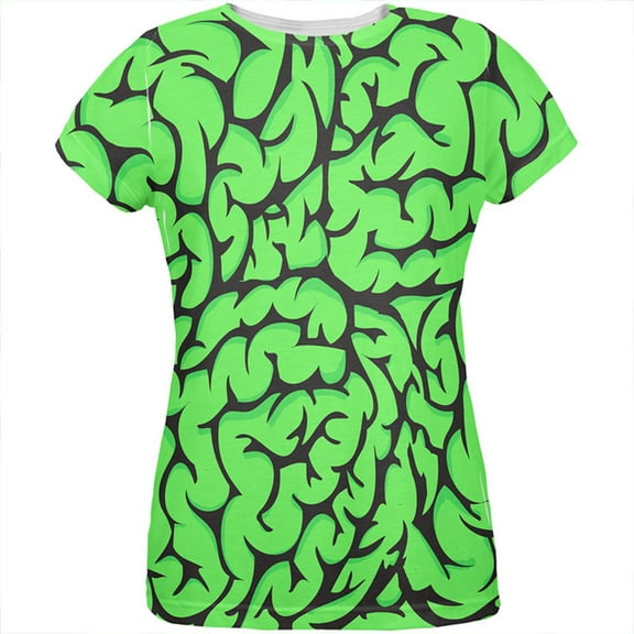 Halloween Green Brains All Over Womens T-Shirt - Large