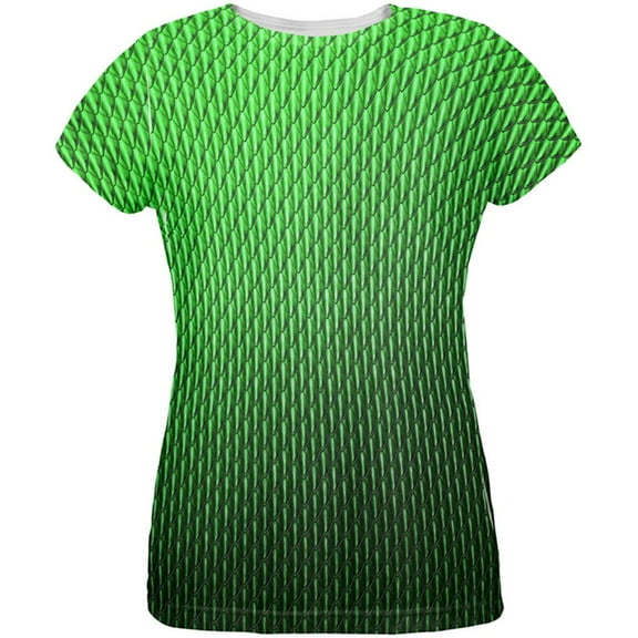 Halloween Green Earth Dragon Scales Costume All Over Womens T Shirt Multi X-LG