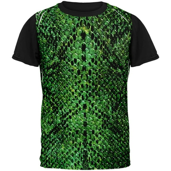 Halloween Green Snake Snakeskin Costume All Over Mens Black Back T Shirt Multi MD