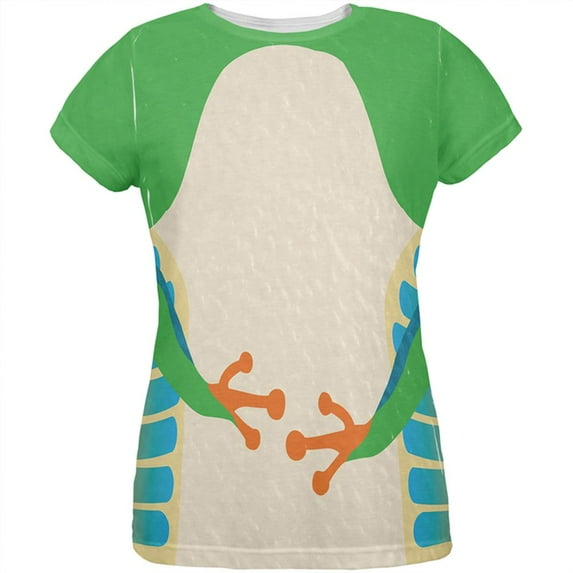Halloween Green Tree Frog Costume All Over Womens T Shirt Multi MD