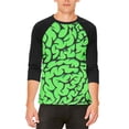 thumbnail image 1 of Halloween Green Zombie Brains Costume Mens Raglan T Shirt White-Black X-LG, 1 of 2