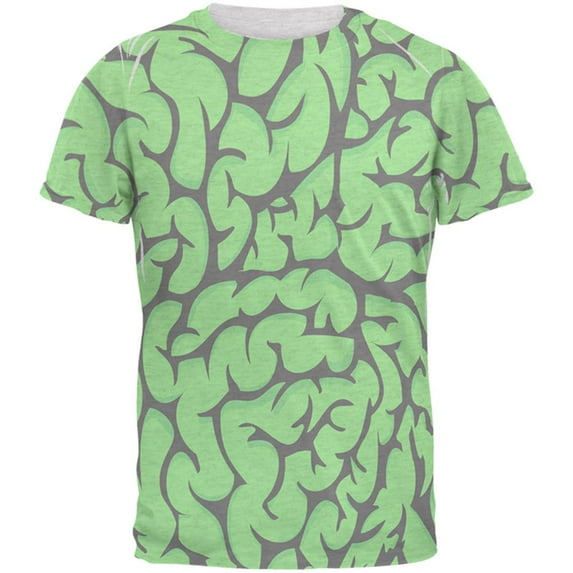 Halloween Green Zombie Brains Costume Mens T Shirt Heather White X-LG