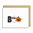 thumbnail image 1 of Halloween Greeting Card – Fun "Boo" Design with Ghost and Pumpkin – Envelope Included, Blank Inside – Perfect for Halloween Wishes and Celebrations, 1 of 2