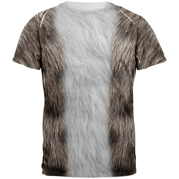 Halloween Grey Cat Costume All Over Adult T-Shirt - Large