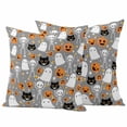 thumbnail image 1 of Halloween Grey Outdoor Waterproof Pillow Covers, Black White Ghost Orange Skull Pumpkin Decorative Square Throw Pillowcase Sofa Cushion Sham for Patio/Couch/Chair, 20"x20" 2 Pack, 1 of 8