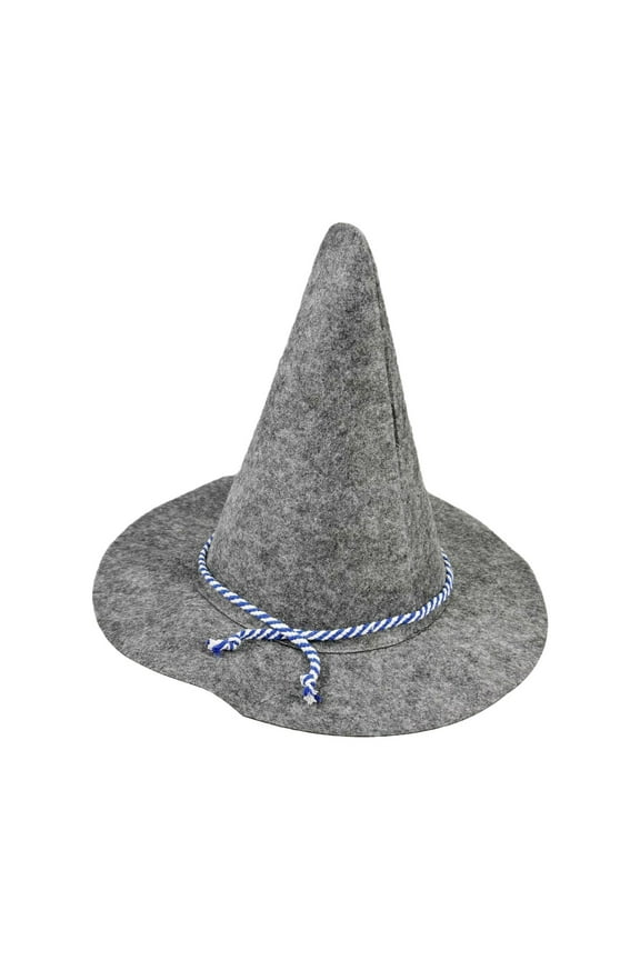 Halloween Grey Witch Hat Foldable Non Woven Design with Rope for Performances and Parties