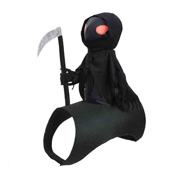Halloween Grim Dark Knight On Pet Costume, Adjustable Dog Cat Harness Outfit with Scythe, Funny Spooky Pet Dress Up for Small Medium Dogs & Cats, halloween Party Supplies,L