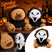 Halloween Grim Reaper Bear Plush Toy Scary Ghost Mask Stuffed Animal Horror Cosplay Soft Doll Gothic Home Room Decor Gift For Fans 14.6 Inch