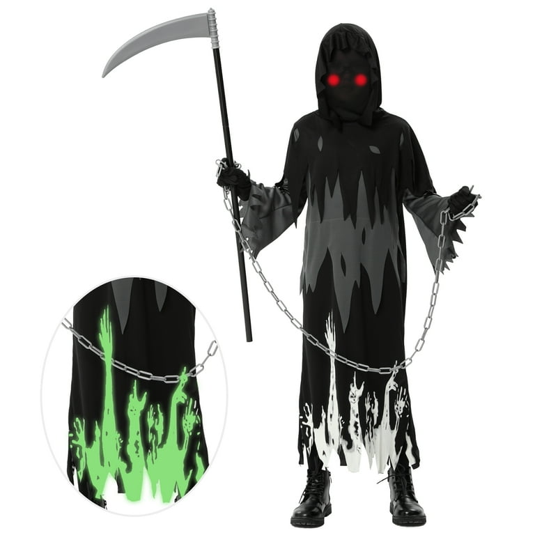 Deluxe Grim Reaper Costume Child Black Red Deluxe Grim Reaper Costume Child Black Red