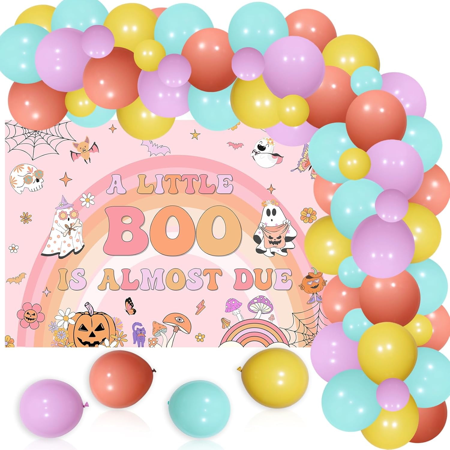 Little Boo Halloween Baby Shower Backdrop For Girls