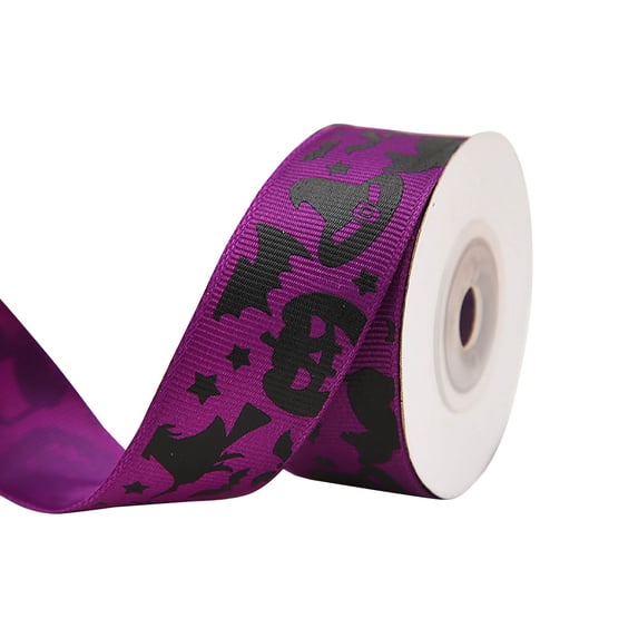 Halloween Grosgrain Ribbon, Print Fabric Halloween Decorative Ribbon For Gift Wrapping Hand‑Craft & Holiday Decor Layout