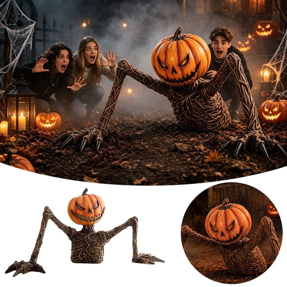 Halloween Ground Breaker Pumpkin Head Outdoor Yard Decor Crawling Prop for Lawn Garden Porch Graveyard Theme