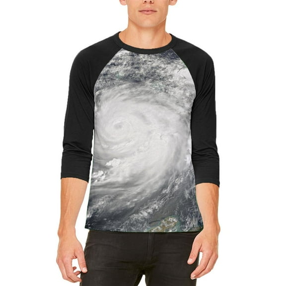 Halloween Gulf Coast Hurricane Costume Mens Raglan T Shirt White-Black X-LG
