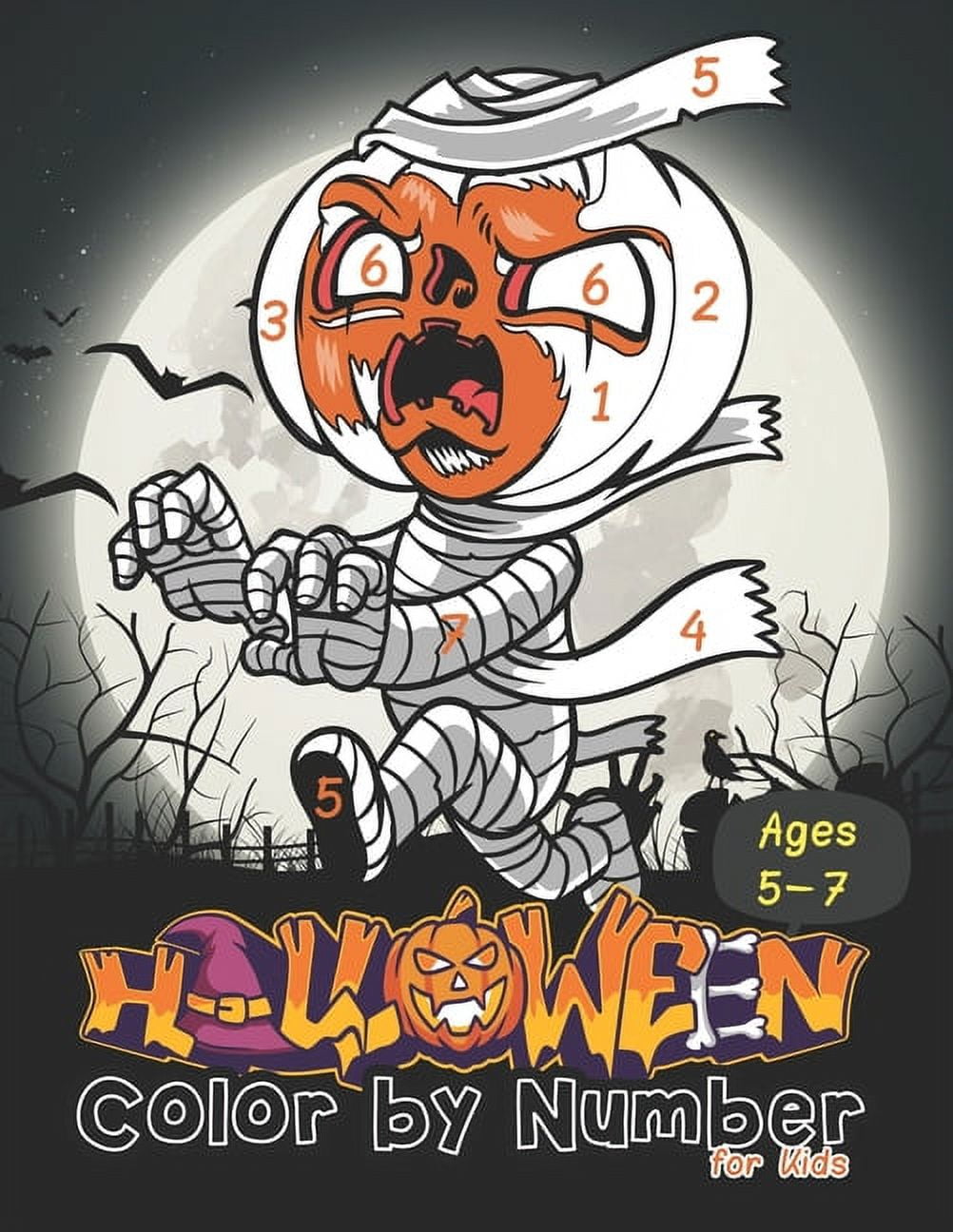 Halloween HALLOWEEN Color by number for kids Ages 5-7: Coloring Book ...