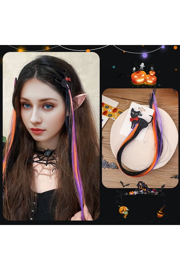 Halloween Hair Bows Clips Featuring Colorful Extensions for Girls with Pumpkin Bat and Owl Patterns - Halloween Hair Accessories