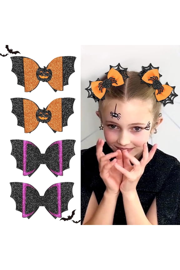 Halloween Hair Clips for Women Girls Adult Kids, 6PCS Halloween Bow Hair Accessories, Cute Halloween Hair Pins Gift, Halloween Hair Barrettes