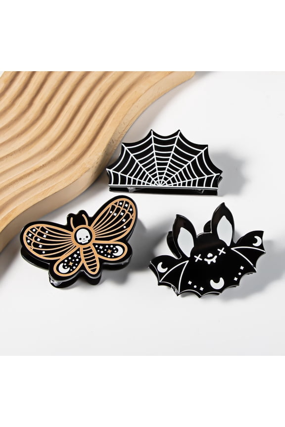 Halloween Hair Grip Bat Butterfly Shape Strong Claw Anti-slip Spooky Scary Atmosphere Photo Prop Halloween Party Headwear Hair Clamp Hair Clip