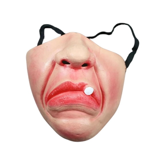 Halloween Half Face Mask, Funny Creepy Latex Costume Mask with Elastic Strap, Lightweight Prank Cosplay Prop for Parties, Stage and Photo Booth
