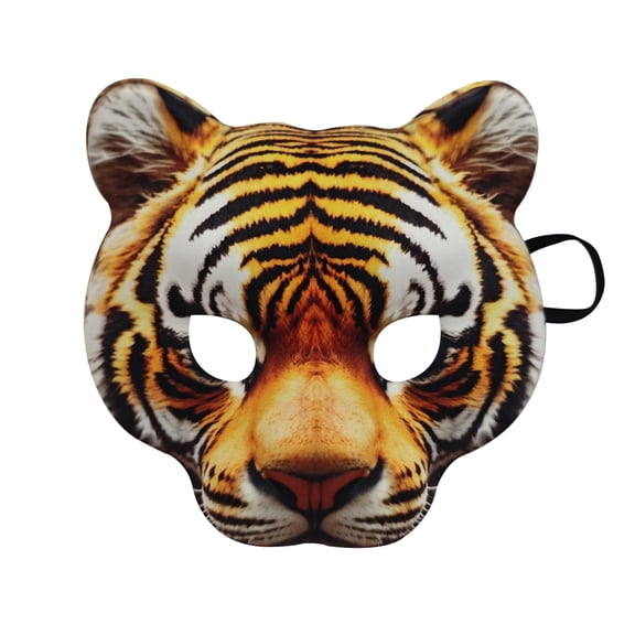 Halloween Half Face Tiger Mask, Animal Tiger Mask for Easter Halloween Christmas Party Costume Cosplay Props