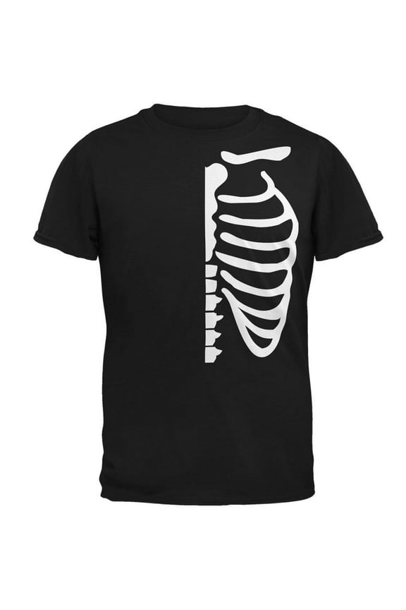 Halloween Half Skeleton Costume Mens T Shirt Black 4X-LG