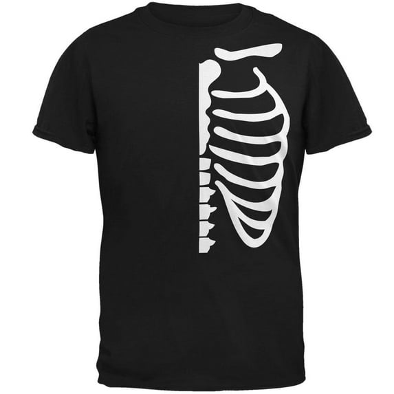 Halloween Half Skeleton Costume Mens T Shirt Black X-LG