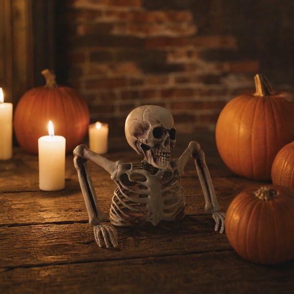 Halloween Half Skeleton Decor, Realistic Skeleton Bust for Indoor Outdoor Haunted Party Garden Yard Decoration