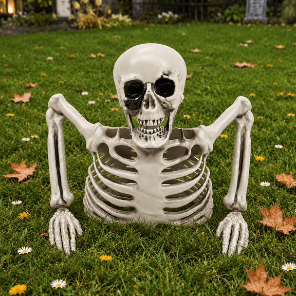Halloween Half Skeleton Skull Decoration for Halloween Tabletop Party Mantel Shelf Haunted Decor