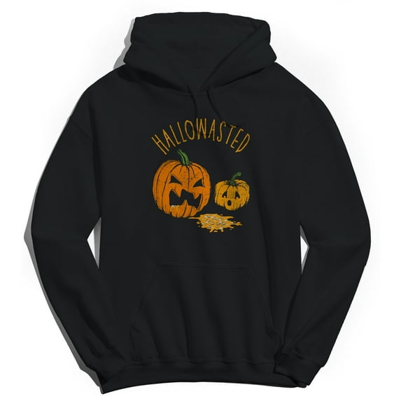 Halloween Hallo Wasted Graphic Black Men's Cotton Pullover Hoodie