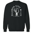 thumbnail image 1 of Halloween Halloween Gives Me Life Graphic Black Men's Cotton Pullover Sweatshirt, 1 of 1
