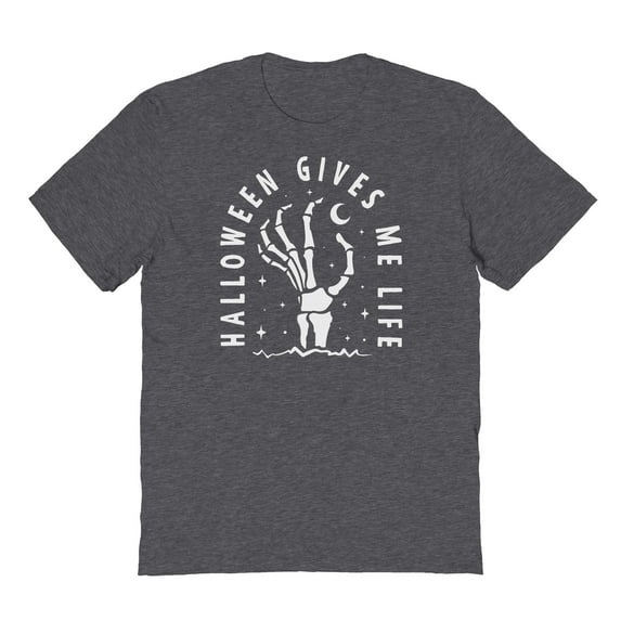 Halloween Halloween Gives Me Life Graphic Dark Heather Men's Cotton T-Shirt