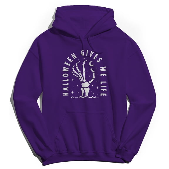 Halloween Halloween Gives Me Life Graphic Purple Men's Cotton Pullover Hoodie