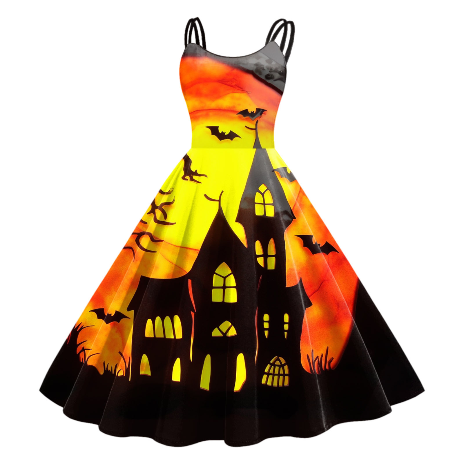 Halloween Halter Neck Mini Dress,Halloween Dresses for Women 2023