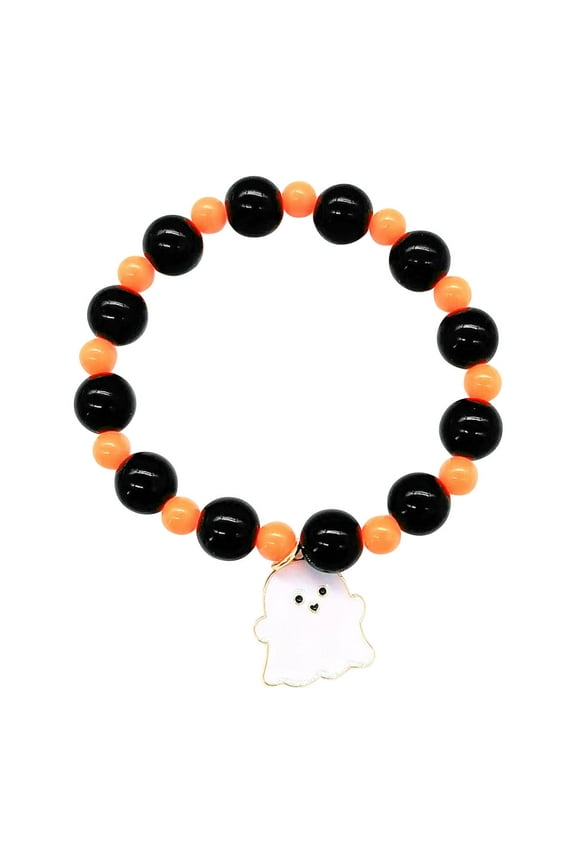 Halloween Hand Beaded Hand Decorated Pumpkin Halloween Bracelet